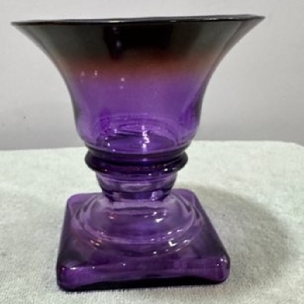 Vintage Amethyst Purple Vidrios San Miguel Recycled Glass Pedastal Vase Made In